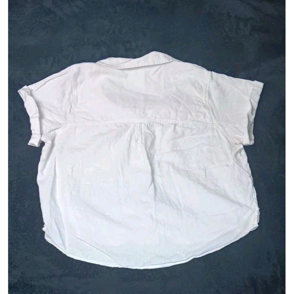 Universal Thread Linen Blend Short Sleeve Button Up Shirt L White Coastal Beach - Picture 11 of 11